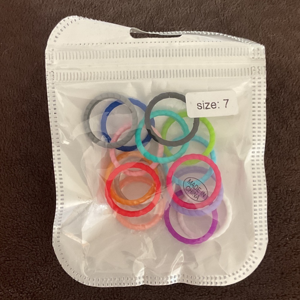 Colorful Silicone Ring Set 14 pack size 7